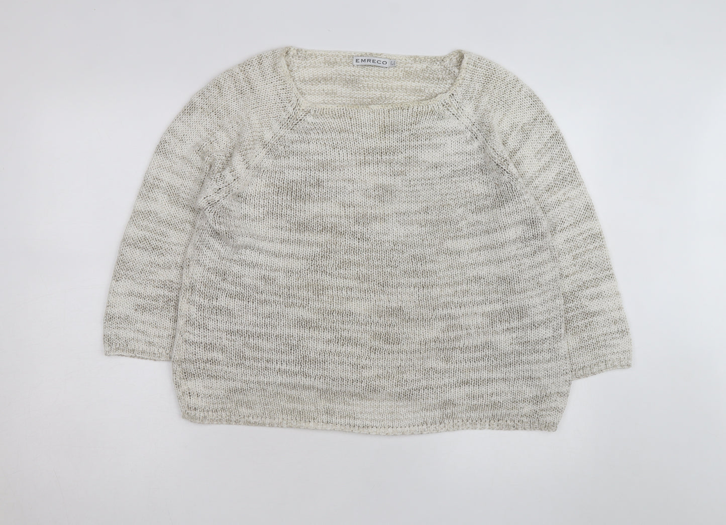 Emreco Women Beige Chunky Knit Pullover Jumper Size 18