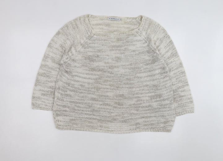 Emreco Women Beige Chunky Knit Pullover Jumper Size 18