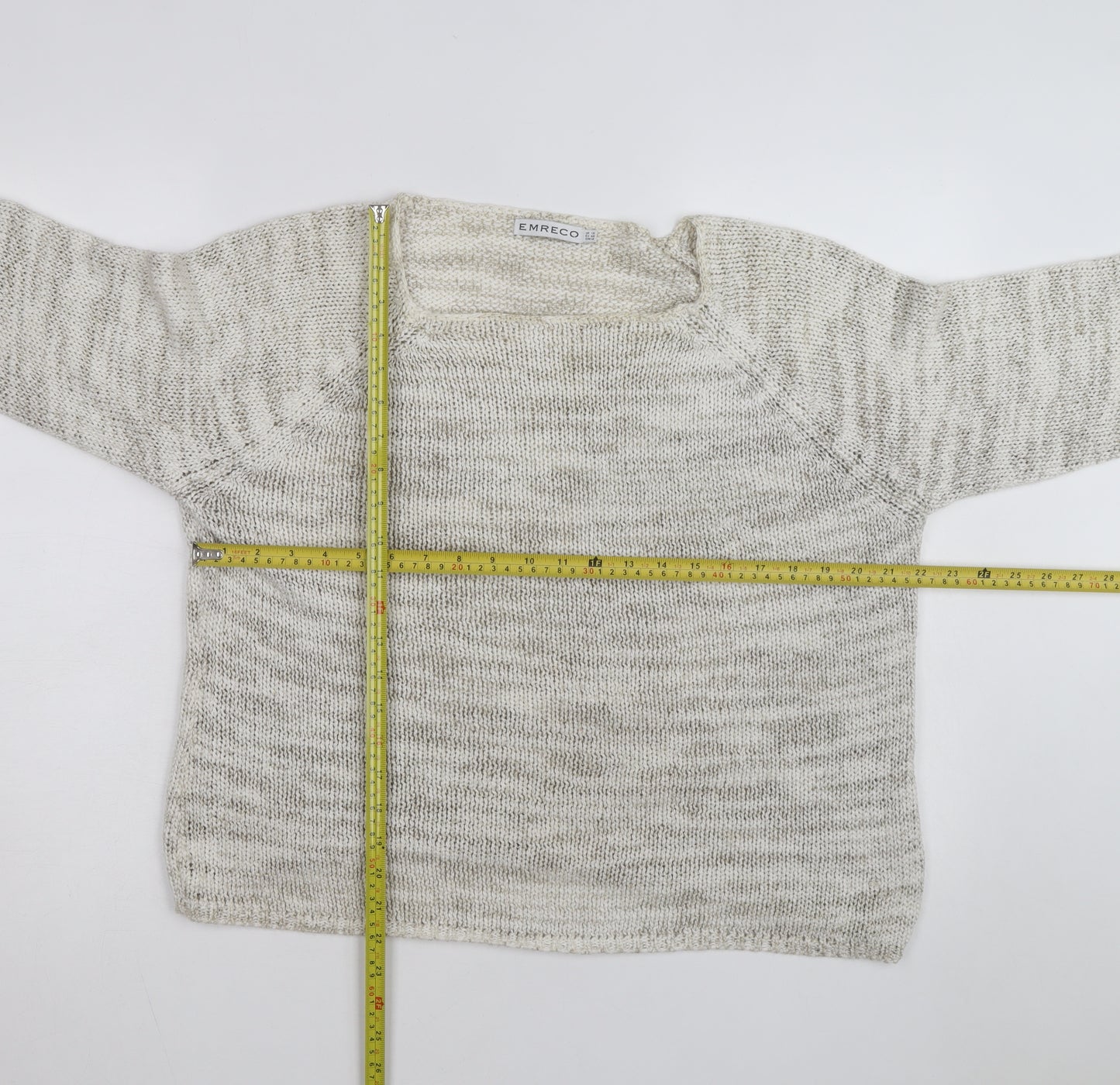 Emreco Women Beige Chunky Knit Pullover Jumper Size 18