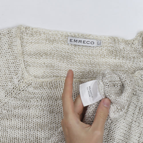 Emreco Women Beige Chunky Knit Pullover Jumper Size 18