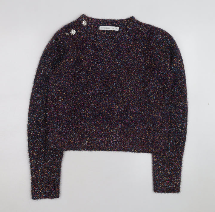 Warehouse Women Multicoloured M Pullover Jumper with Jewel Buttons