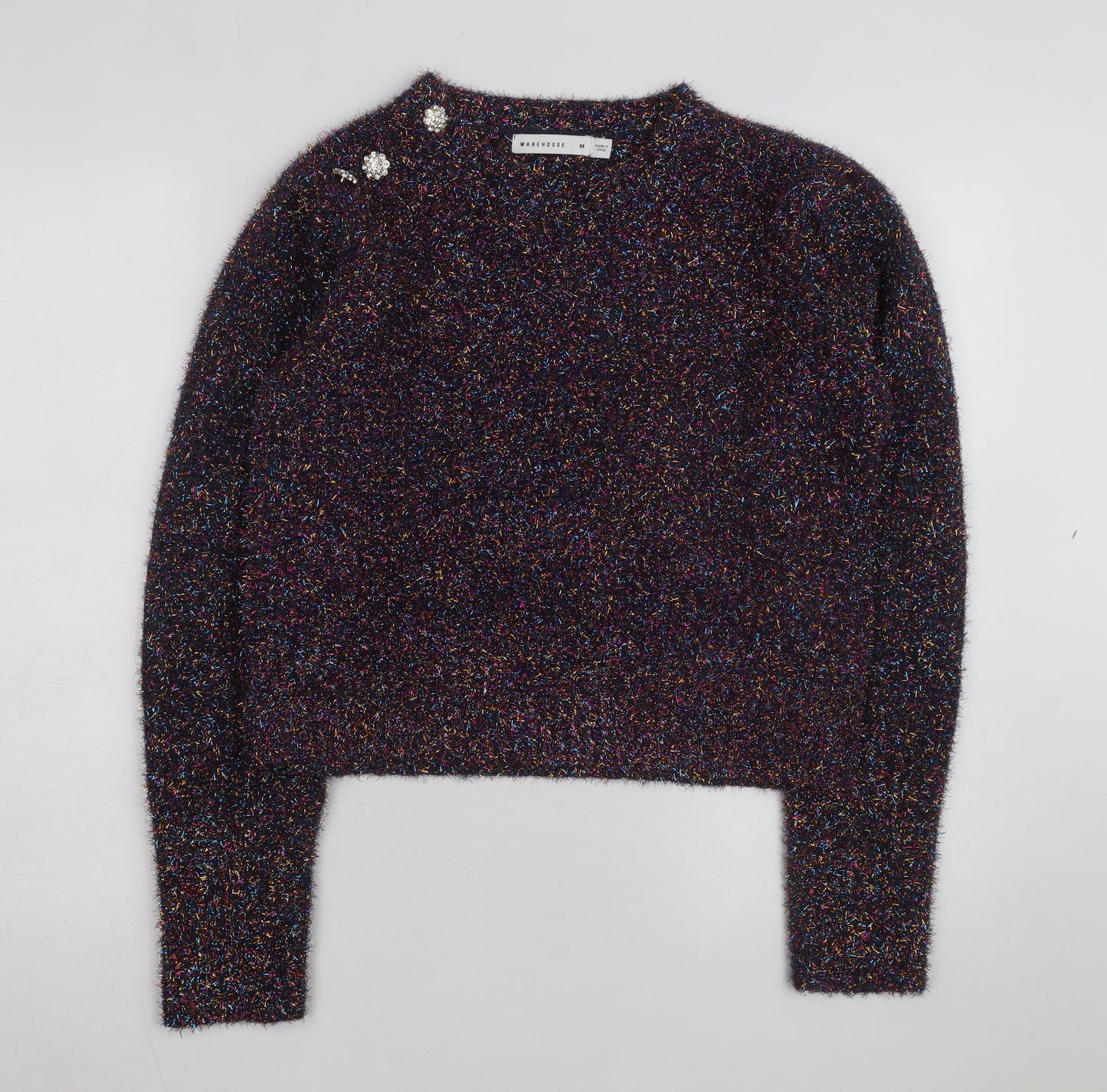 Warehouse Women Multicoloured M Pullover Jumper with Jewel Buttons