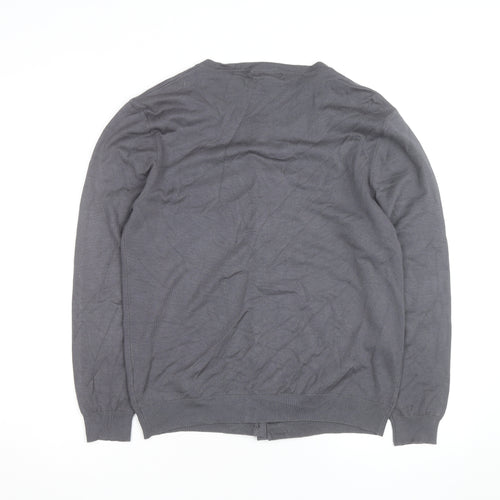 Reflect Grey Rhinestone Crew Neck L Cardigan Knit Jumper
