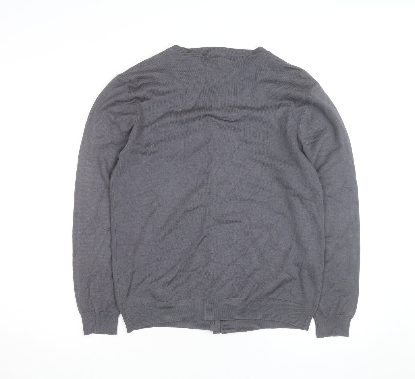 Reflect Grey Rhinestone Crew Neck L Cardigan Knit Jumper