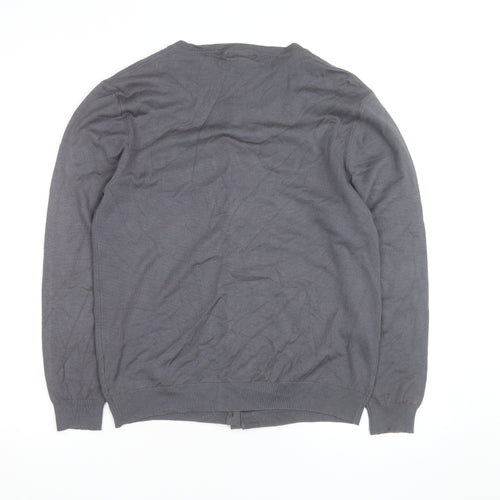 Reflect Grey Rhinestone Crew Neck L Cardigan Knit Jumper