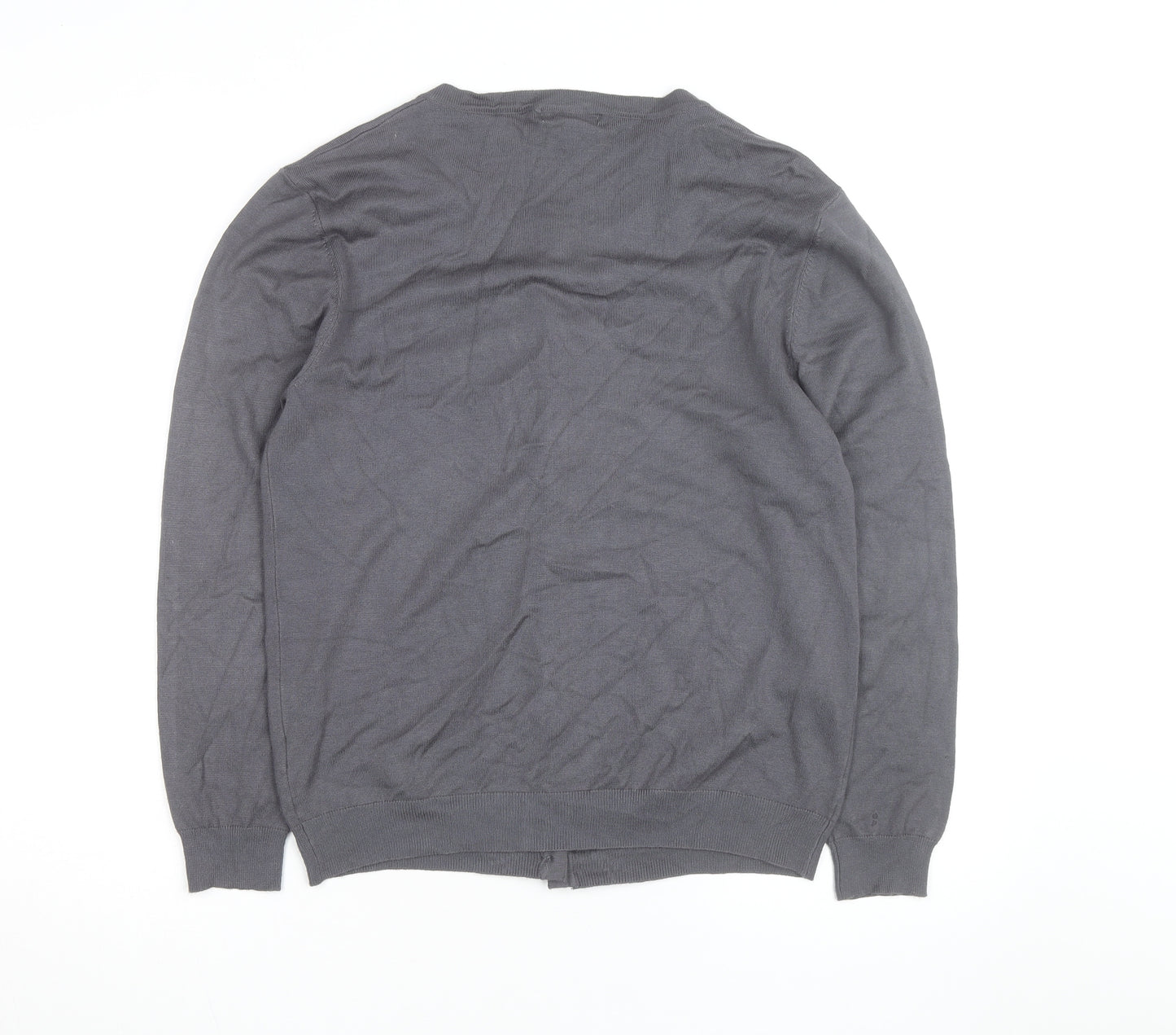 Reflect Grey Rhinestone Crew Neck L Cardigan Knit Jumper