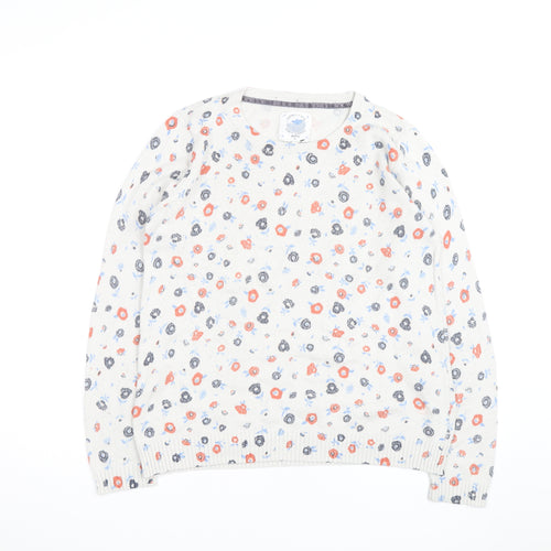 Faithful & True Women’s Beige Floral Cotton Knit Pullover Jumper L