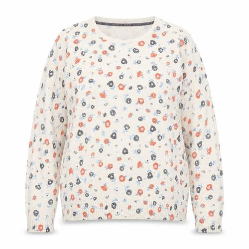 Faithful & True Women’s Beige Floral Cotton Knit Pullover Jumper L