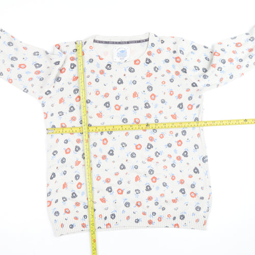 Faithful & True Women’s Beige Floral Cotton Knit Pullover Jumper L