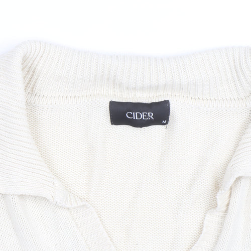 Cider Women's Beige Black Striped V-Neck Knit Jumper M