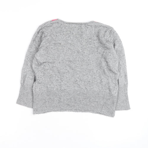 CC Petite Women's Grey Argyle V-Neck Knit Jumper M