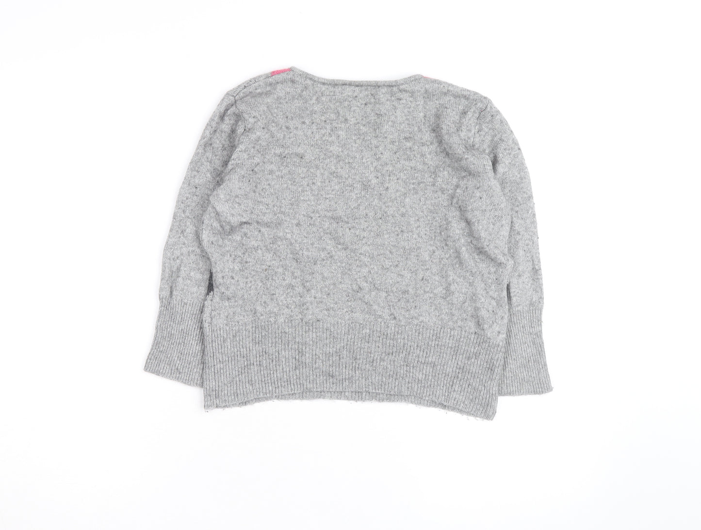 CC Petite Women's Grey Argyle V-Neck Knit Jumper M