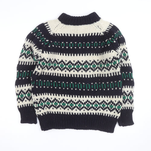 Rogroprop Knitwear Men's Blue Fair Isle Wool Jumper M