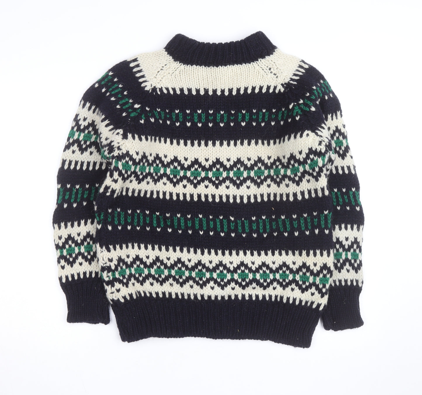 Rogroprop Knitwear Men's Blue Fair Isle Wool Jumper M