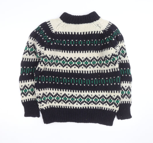 Rogroprop Knitwear Men's Blue Fair Isle Wool Jumper M