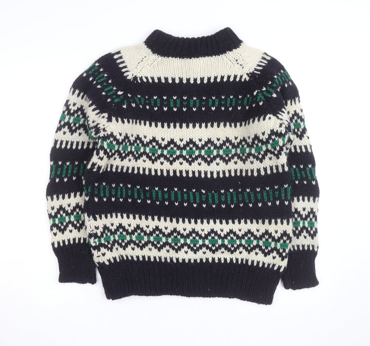 Rogroprop Knitwear Men's Blue Fair Isle Wool Jumper M