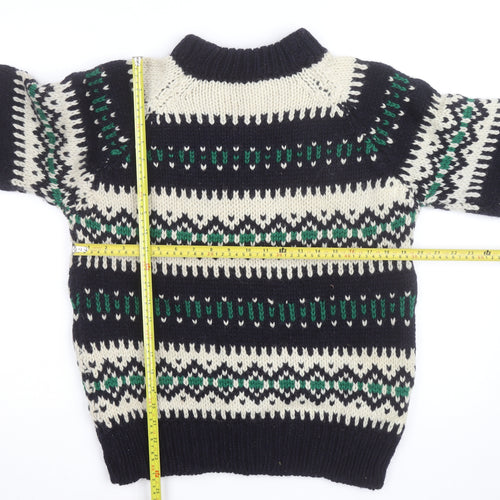 Rogroprop Knitwear Men's Blue Fair Isle Wool Jumper M