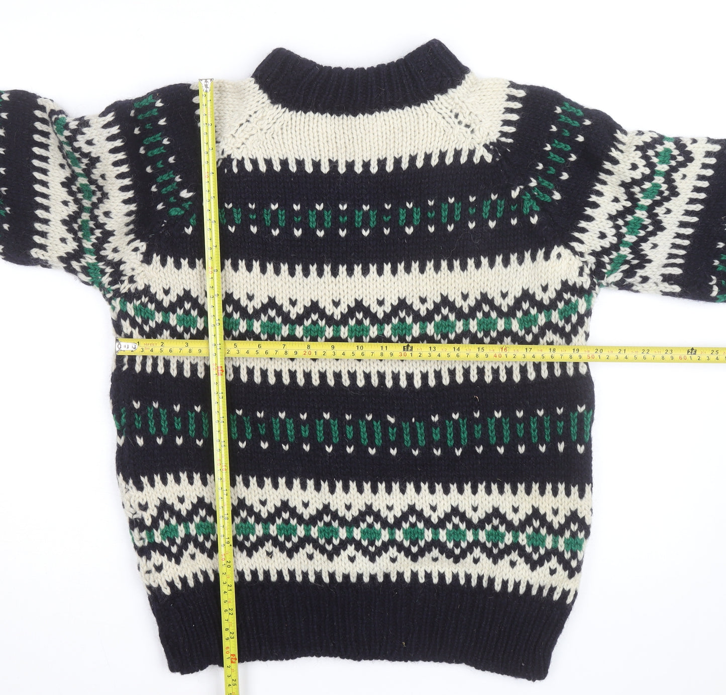 Rogroprop Knitwear Men's Blue Fair Isle Wool Jumper M