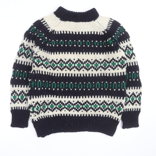 Rogroprop Knitwear Men's Blue Fair Isle Wool Jumper M