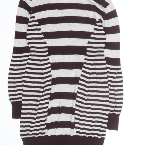 Mint Velvet Women Grey Stripe Knit Long Sleeve Sweater Dress Size 14
