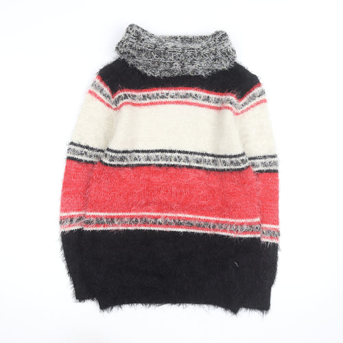 Katsumi Unisex Multicoloured Roll Neck Striped Chunky Knit Jumper M