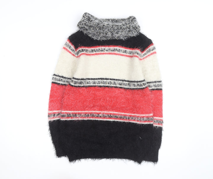 Katsumi Unisex Multicoloured Roll Neck Striped Chunky Knit Jumper M