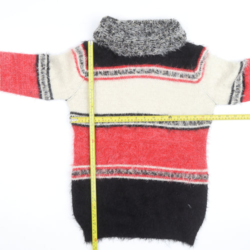 Katsumi Unisex Multicoloured Roll Neck Striped Chunky Knit Jumper M