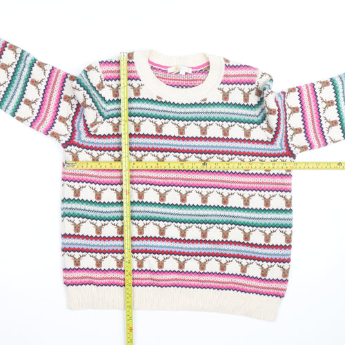 Boden Men’s Multicoloured Reindeer Fair Isle Wool Jumper M