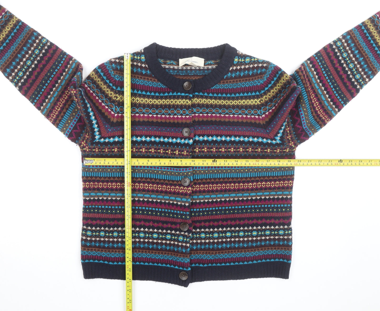 Seasalt Cornwall Women's Multicoloured Wool Fair Isle Cardigan Size 14