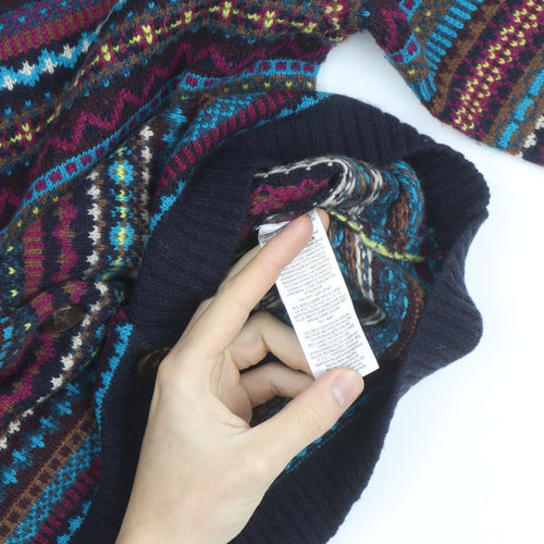 Seasalt Cornwall Women's Multicoloured Wool Fair Isle Cardigan Size 14