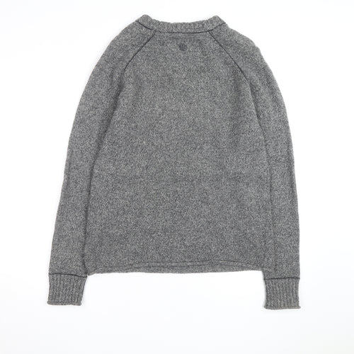 Fat Face Mens Grey Wool Blend Chunky Knit Crew Neck Jumper Size M