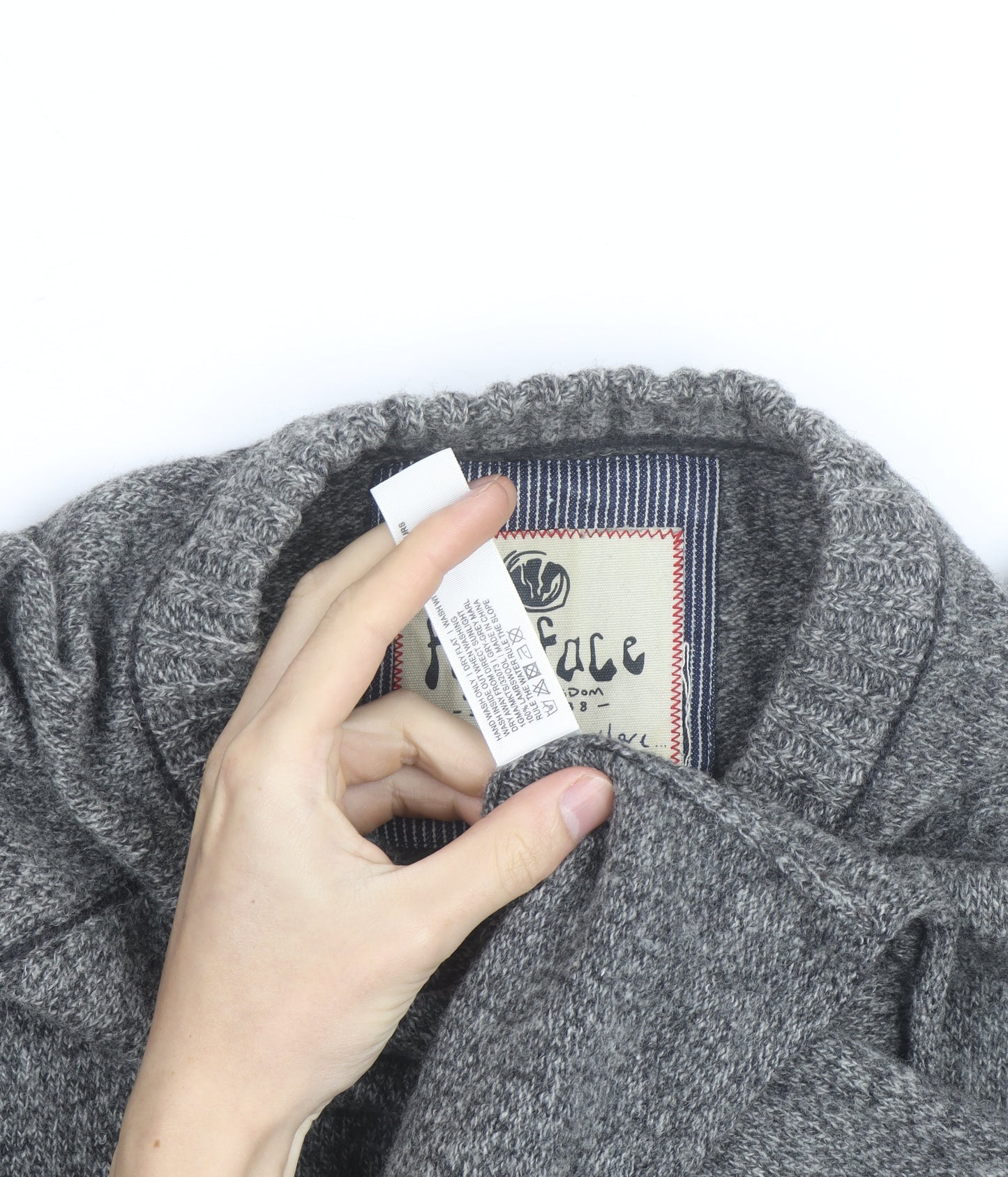 Fat Face Mens Grey Wool Blend Chunky Knit Crew Neck Jumper Size M