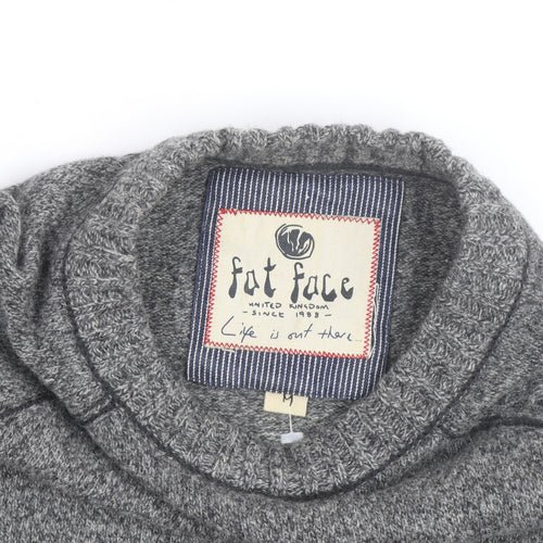 Fat Face Mens Grey Wool Blend Chunky Knit Crew Neck Jumper Size M