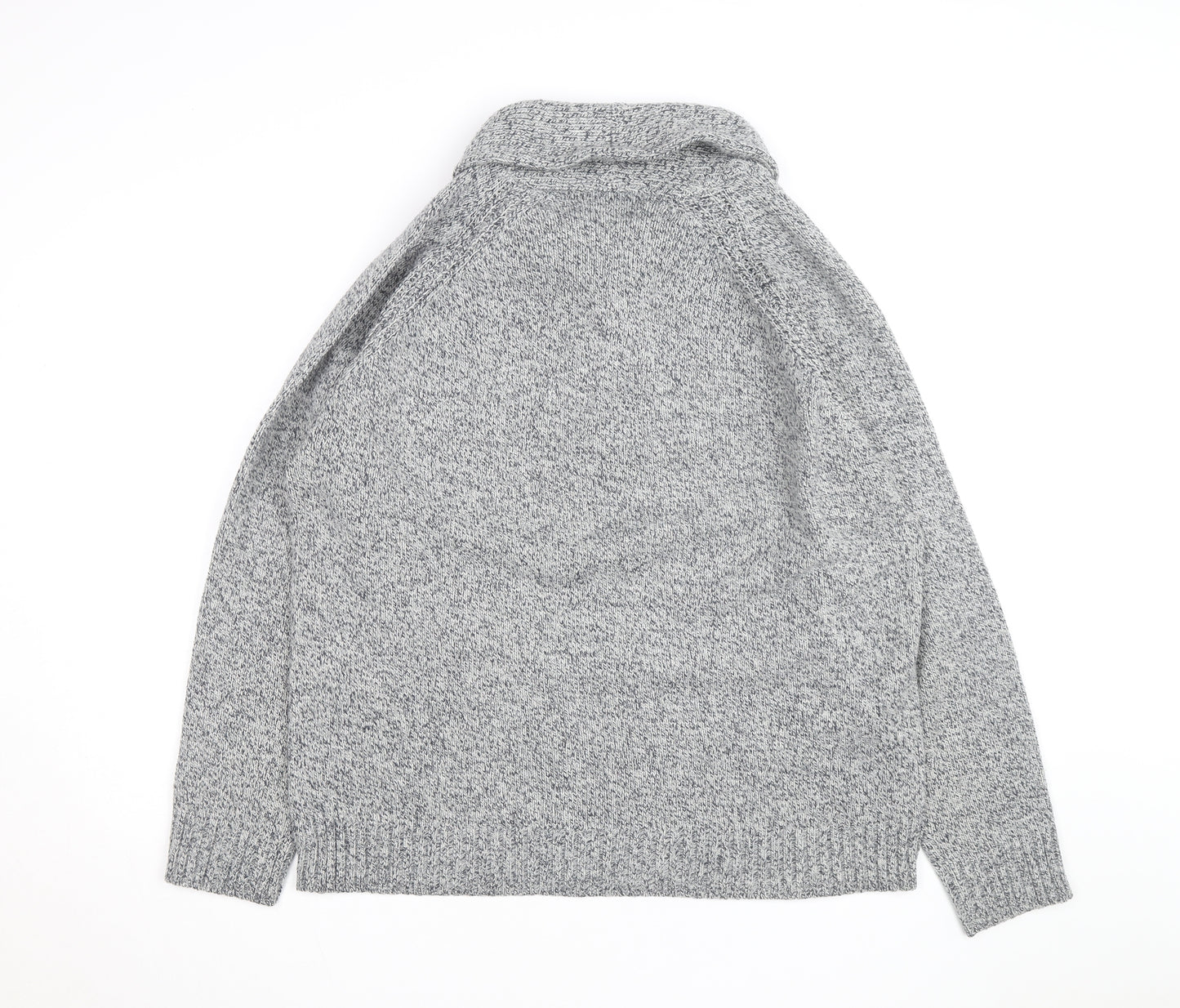 Tu Men's Grey XL 1/2 Zip Chunky Knit High Neck Jumper