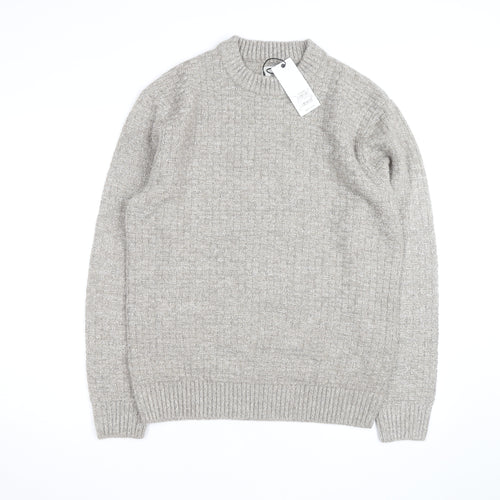 Next Men's Beige Knit Crew Neck Pullover Jumper Size M