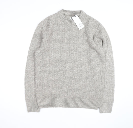 Next Men's Beige Knit Crew Neck Pullover Jumper Size M