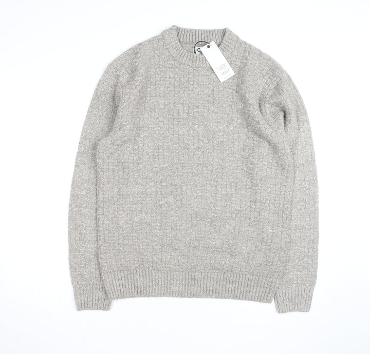 Next Men's Beige Knit Crew Neck Pullover Jumper Size M