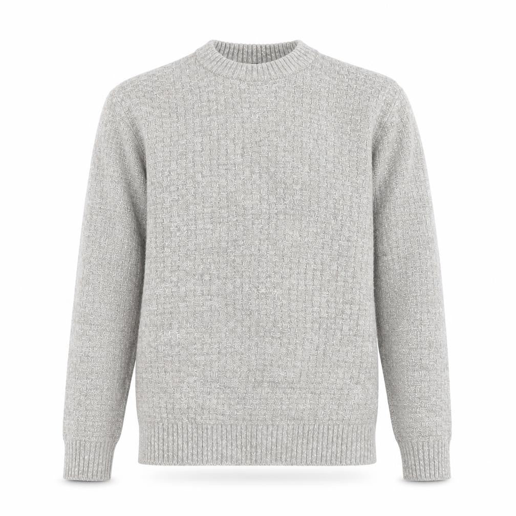 Front view of Next Men's Beige Knit Crew Neck jumper, size M