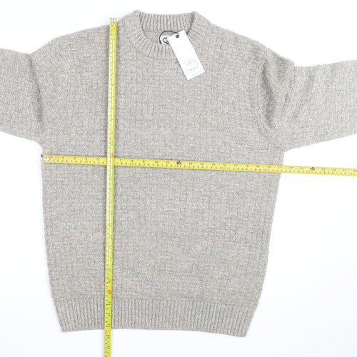 Next Men's Beige Knit Crew Neck Pullover Jumper Size M