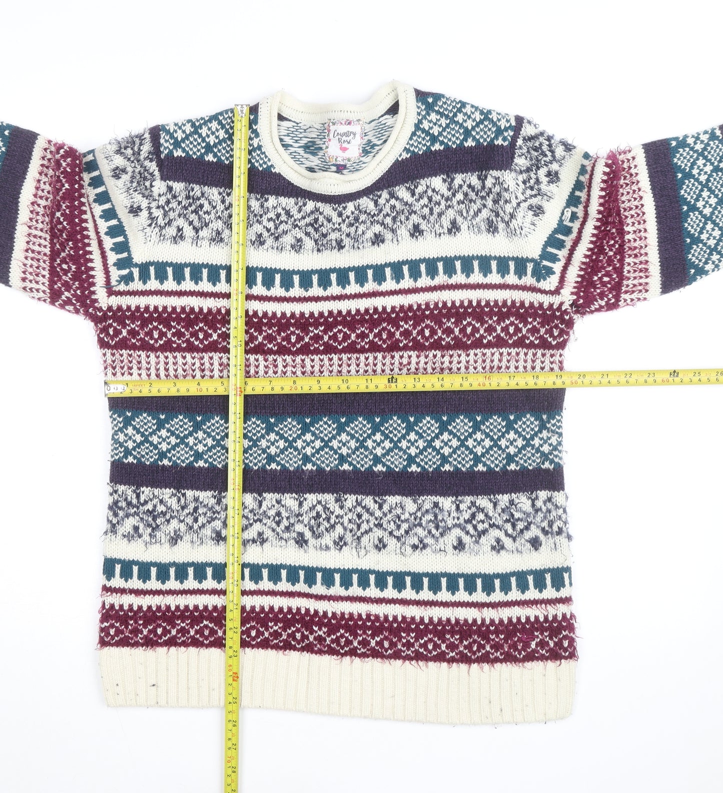 Country Rose Men's Multicoloured Fair Isle Knit Jumper Size M