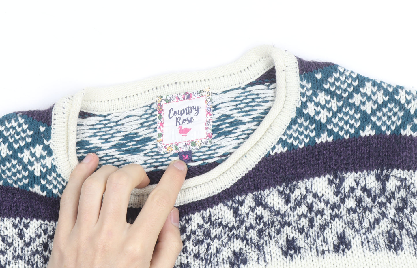Country Rose Men's Multicoloured Fair Isle Knit Jumper Size M