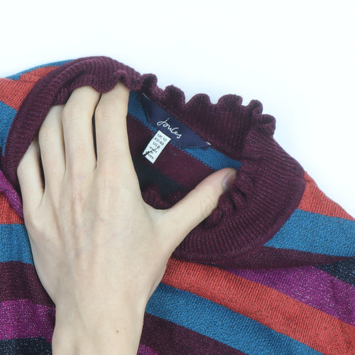 Joules Women's Multicoloured Striped Mock Neck Jumper Size 12