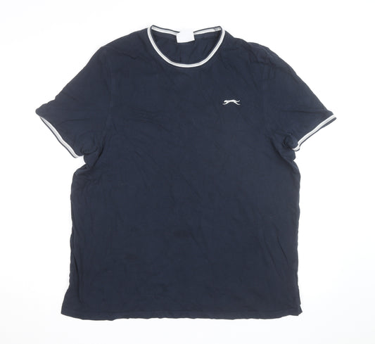 Slazenger Men's Blue XL Crew Neck Short Sleeve Cotton T-Shirt