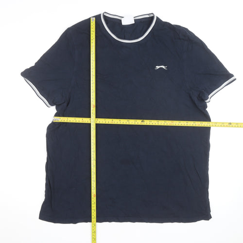 Slazenger Men's Blue XL Crew Neck Short Sleeve Cotton T-Shirt