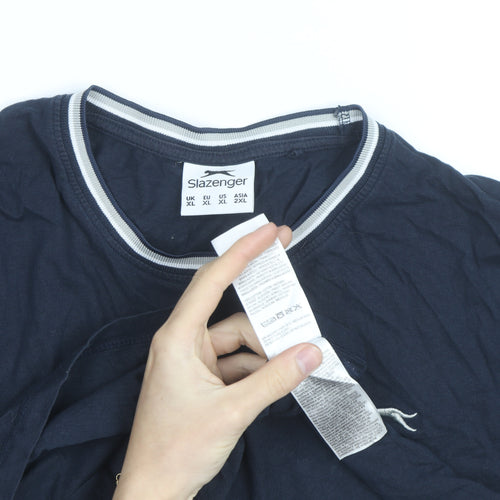 Slazenger Men's Blue XL Crew Neck Short Sleeve Cotton T-Shirt