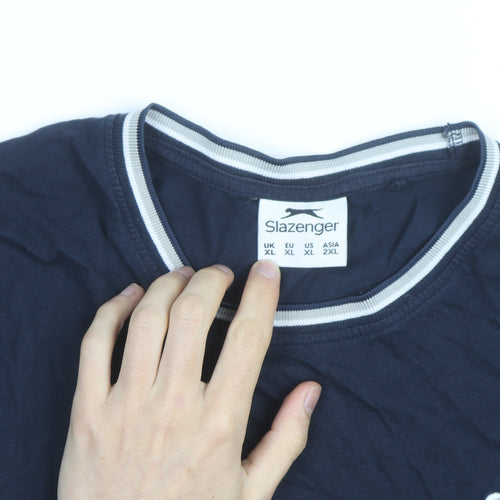 Slazenger Men's Blue XL Crew Neck Short Sleeve Cotton T-Shirt