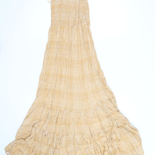New Look Women’s Beige Check Maxi Dress Size 14 Boho Summer Style