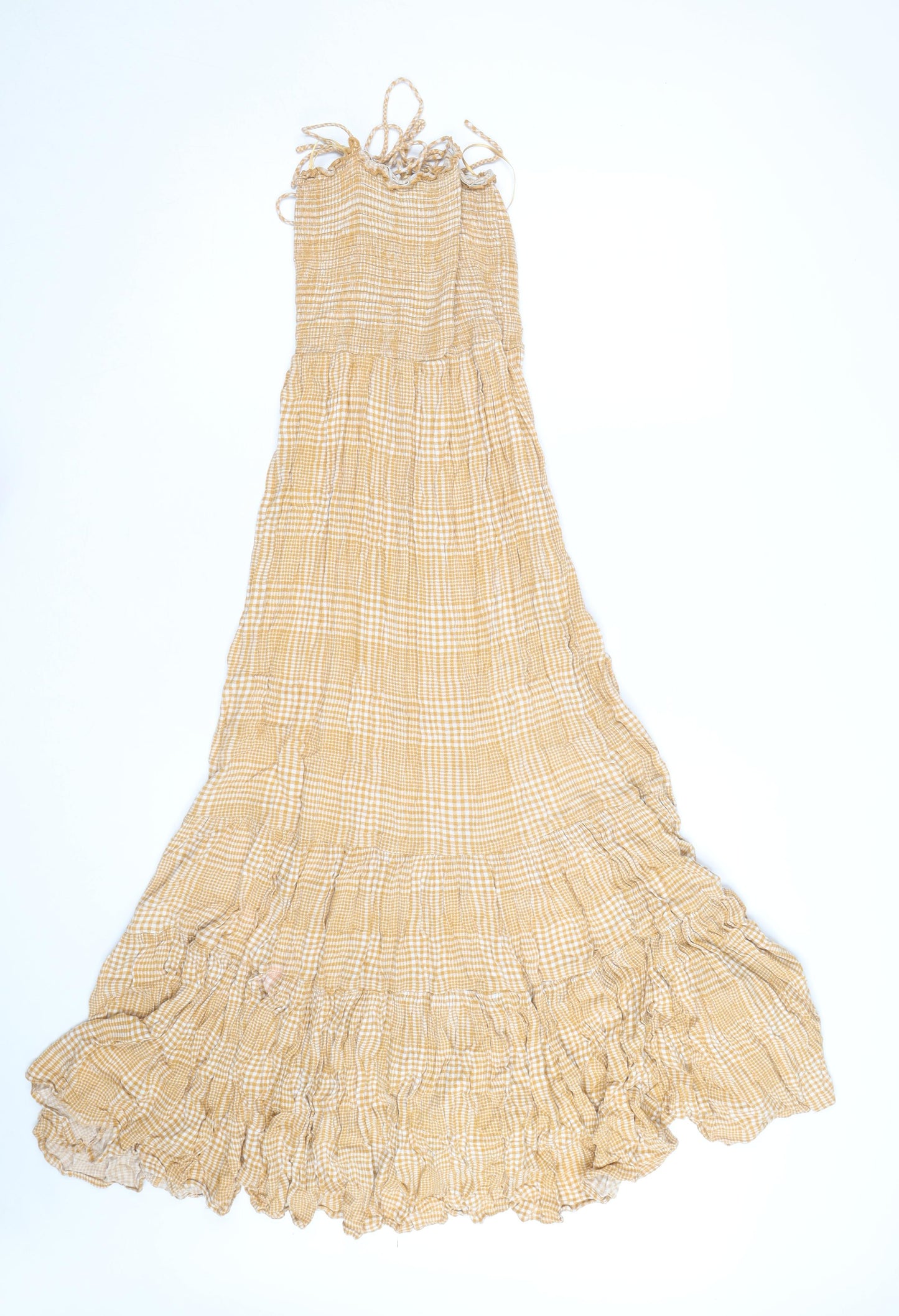 New Look Women’s Beige Check Maxi Dress Size 14 Boho Summer Style