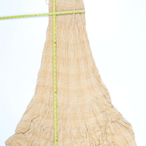 New Look Women’s Beige Check Maxi Dress Size 14 Boho Summer Style
