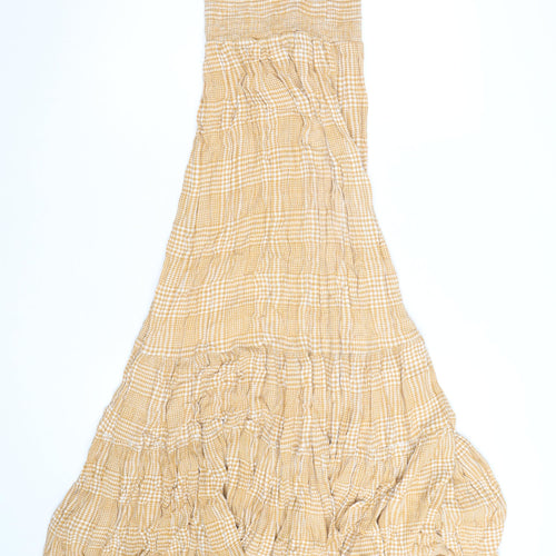 New Look Women’s Beige Check Maxi Dress Size 14 Boho Summer Style